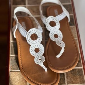 New White rhinestone sandals